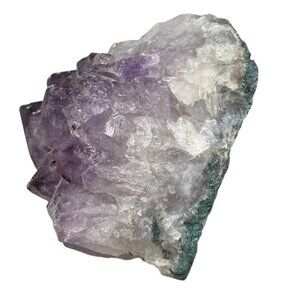Raw Amethyst Crystal Cluster With Natural Green Matrix 2.5" purple READ